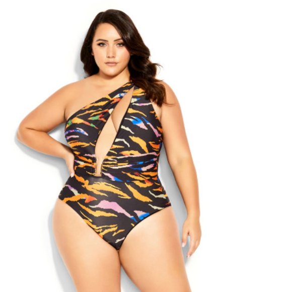 City Chic Other - NWT Plus Size One-Shoulder Animal Print Swimsuit - Size L (18-20)